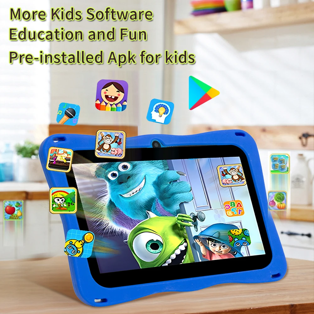 BDF Tablet for Kids 7 Inch Android 11 System 32 GB WiFi Bluetooth Dual Camera Educational Software Installed with Proof Case 5