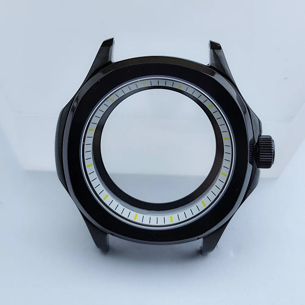 Black Steel Watch Case with Sapphire Glass and Chapter Ring, 39.5mm