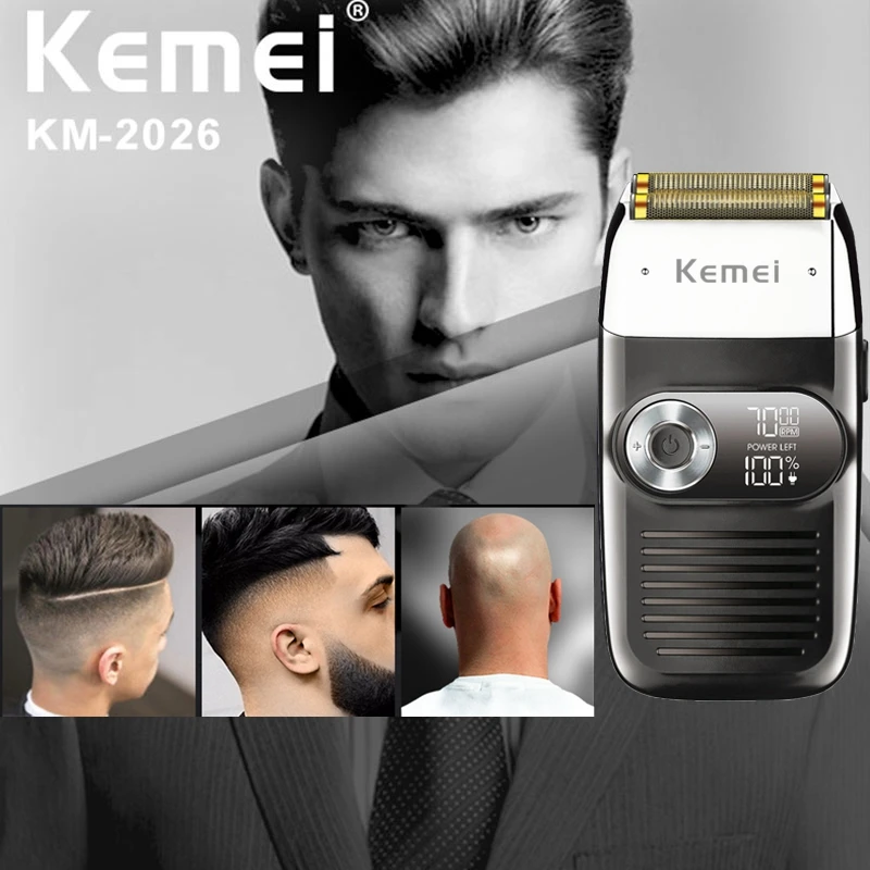 Kemei Rechargeable Hair Shaver For Men Beard Electric Shaver Face Electric Razor Men's Bald Head Shaving Machine Wet Dry electric shaver hair trimmer electric razor rotary shaver