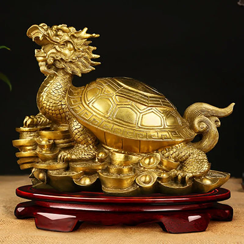 Brass Dragon Turtle Statue, Wealth Prosperity Sculpture, Housewarming, Arrangement Gift, Home Decor, Feng Shui