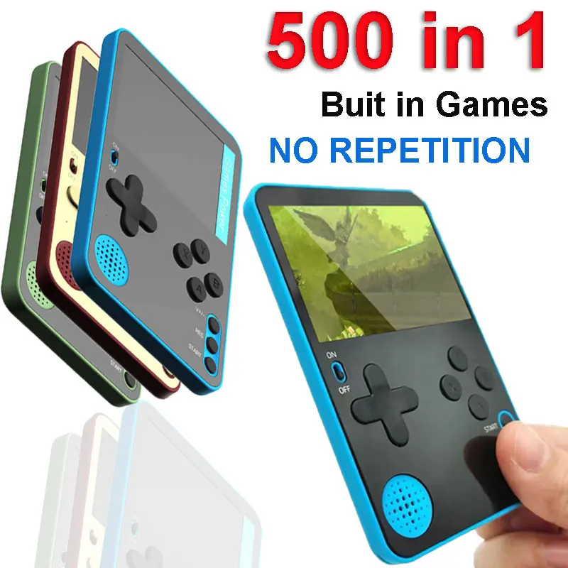 Brrnoo Consola Retro Portátil – 500 Juegos Clásicos, Pantalla HD De 3,5 Pulgadas, Batería Recargable, Color Rojo Y Azul