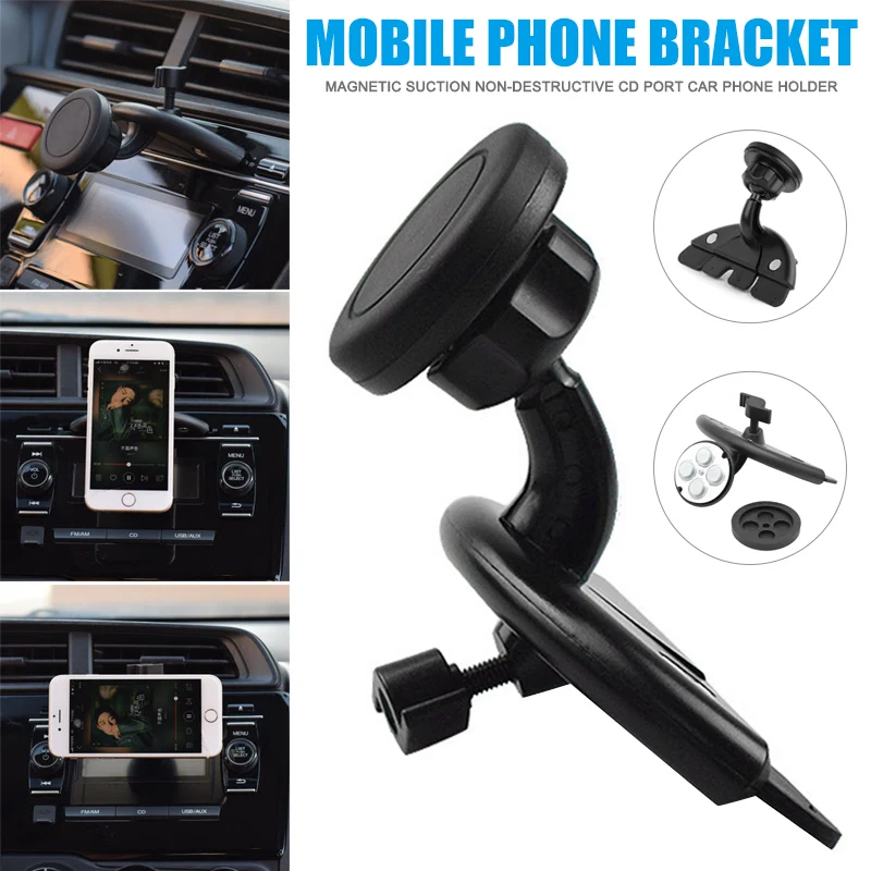 360-Grad-Magnethalterung für Autotelefon, universeller Auto-CD-Player-Steckplatz für iPhone, Tablet, GPS, Autozelle, mobiler Smartphone-Ständer