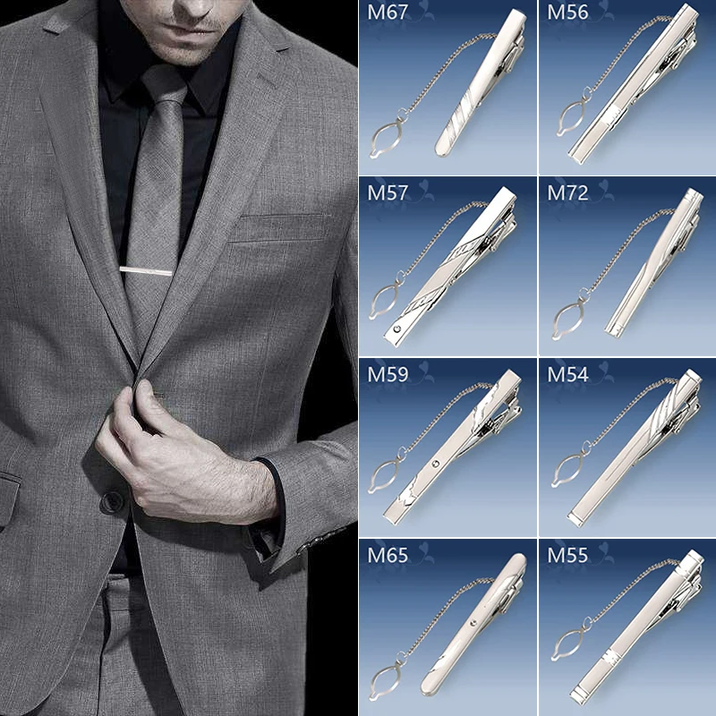 Tie clips men's simple suit clip classic business necktie clips fashion metal jewelry accessories delicate solid color necktie pin
