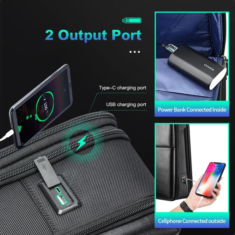 BOPAI 15.6"Laptop Business Backpack fro Men Anti-Theft, Waterproof USB Charge Travel Outdoor Male Wet Dry Separation Backpack 4