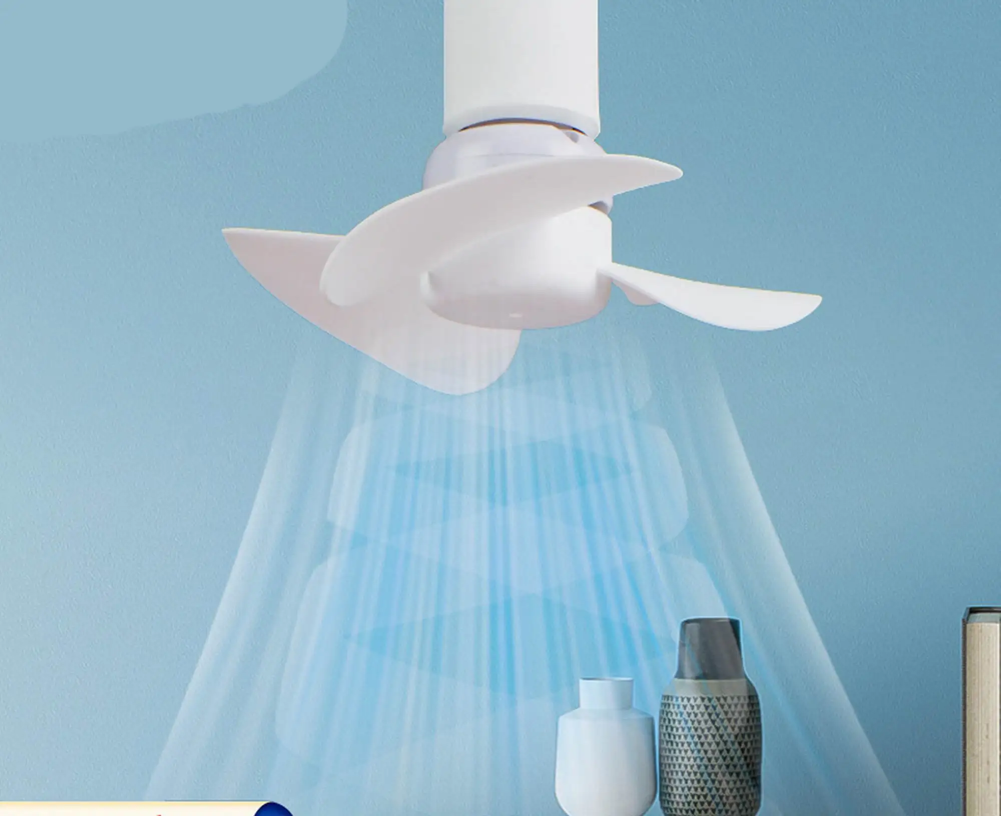 5W Small Cooling Fan E27 Screw Home Ceiling Fan Desktop Electric Fan for Kitchen Bedroom Dormitory Living Room Study,Table Fans 5
