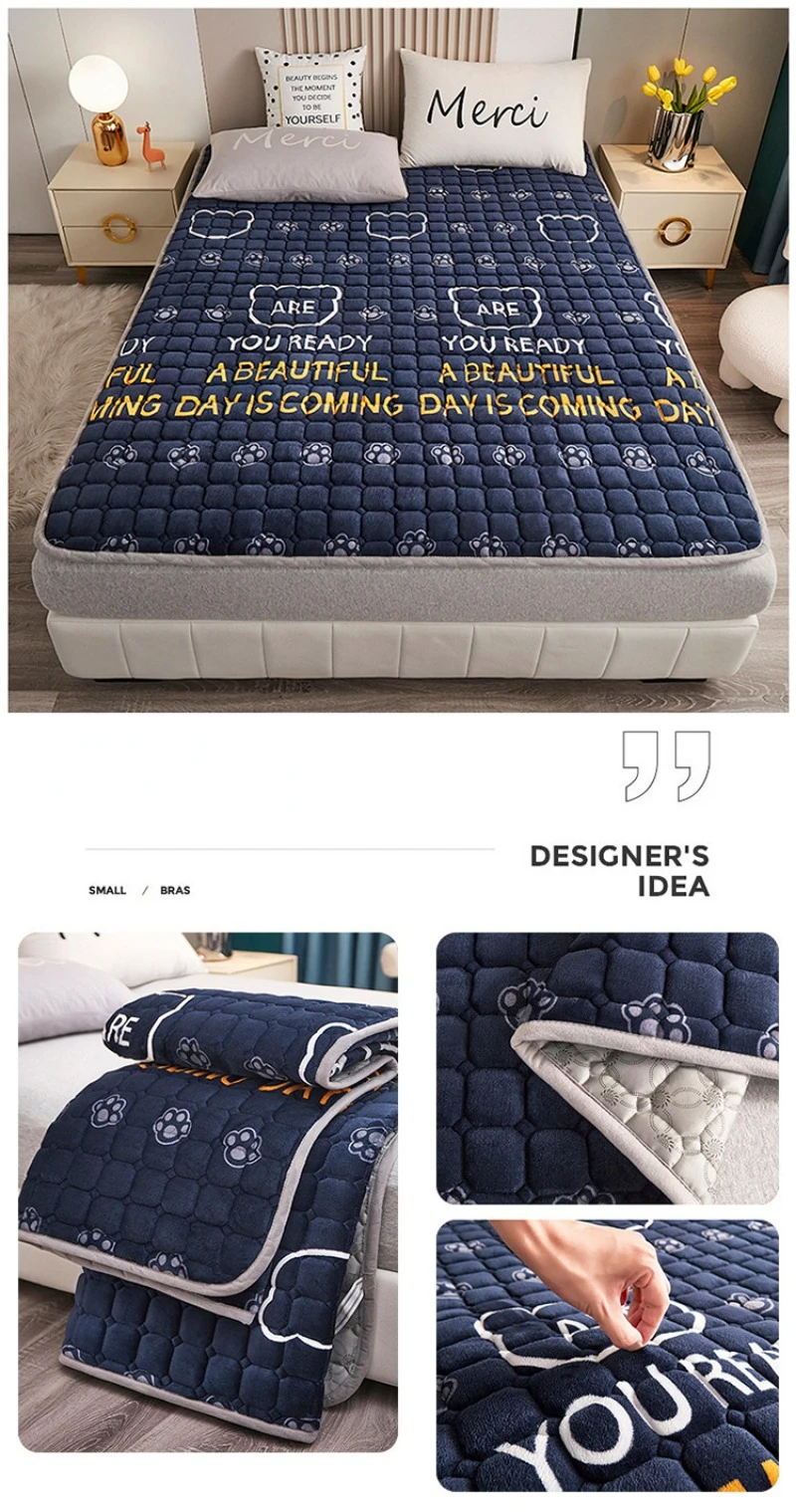 Description Picture 6 of itemMilk Velvet Warm Mattress with Anti Slip Silicone Particles Thickened Cotton Pad Home Tatami Mats Student Dormitory Room Decor
