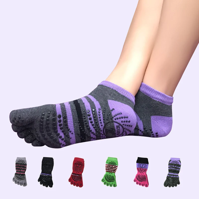 Women Yoga Socks Anti slip Five Fingers Pilates Socks Gym Fitness Ballet Pilates Sock