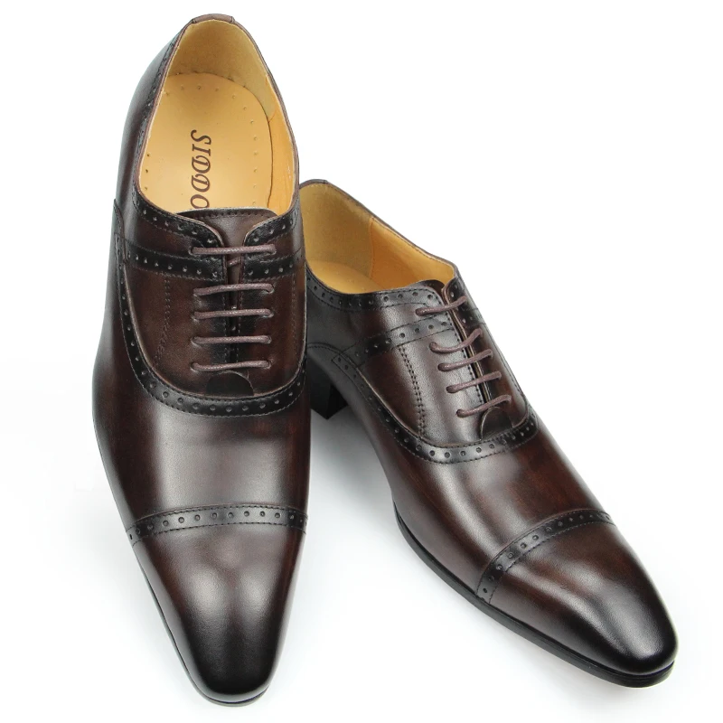 Elegant Formal Men Shoes Top Layer Cow Leather Oxfords Business Office Lace Up Luxury Design Handmade Dress Fashion Males' Shoe 3