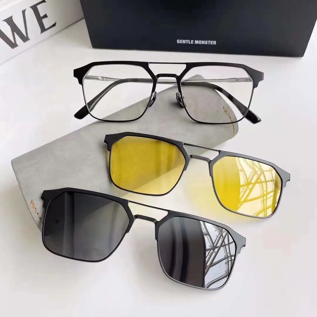 

COHK 3 In 1 Custom Polarized Aluminum Sunglasses Magnetic Sun Glasses Male Clip Magnet Clip on Optical Glasses Frame For Men