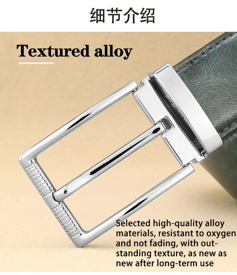 Designer Pin Buckle Gray Genuine Leather Men Belt Famous Brand Fashion Light Luxury Strap Casual Young Cowboy Ceinture Homme