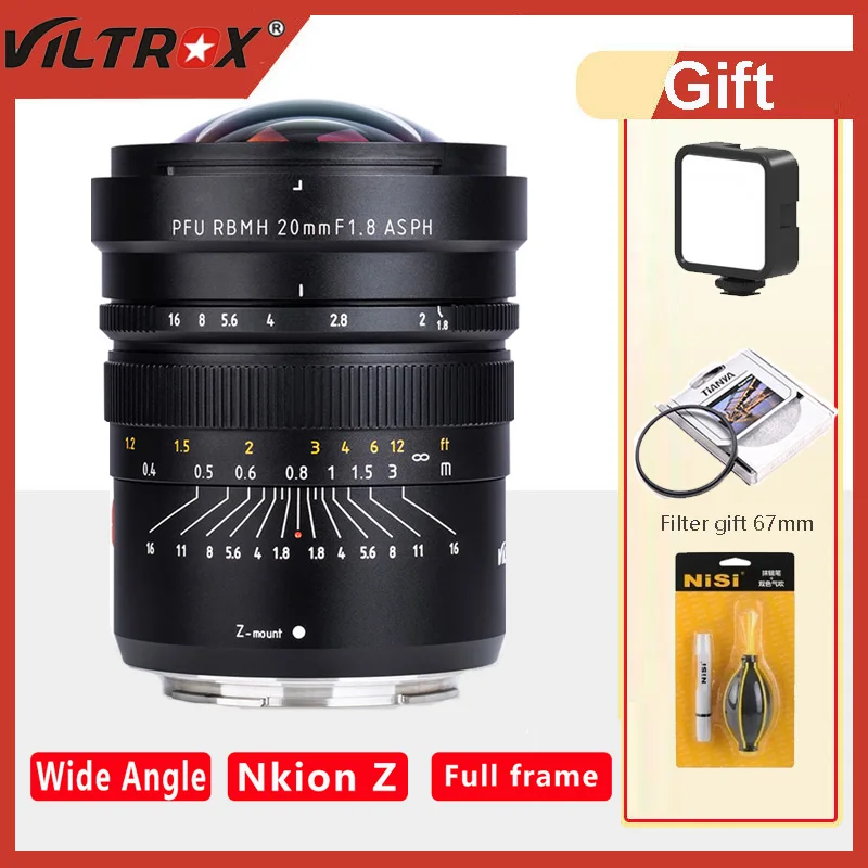 Viltrox 20Mm F1.8 Obiettivo Ultra Grandangolare Obiettivo Fisheye Full Frame Obiettivo Fisso Fisso Per Sony E Mount Obiettivo Nikon Z Mount