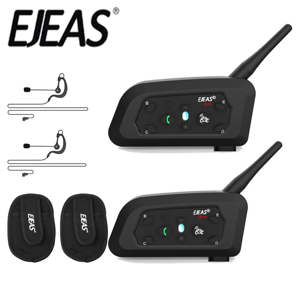 EJEAS V6 프로 축구 심판용 인터콤 헤드셋 이어훅 풀 듀플렉스 코치 심판용 이어폰 (핸드볼 스포츠용)