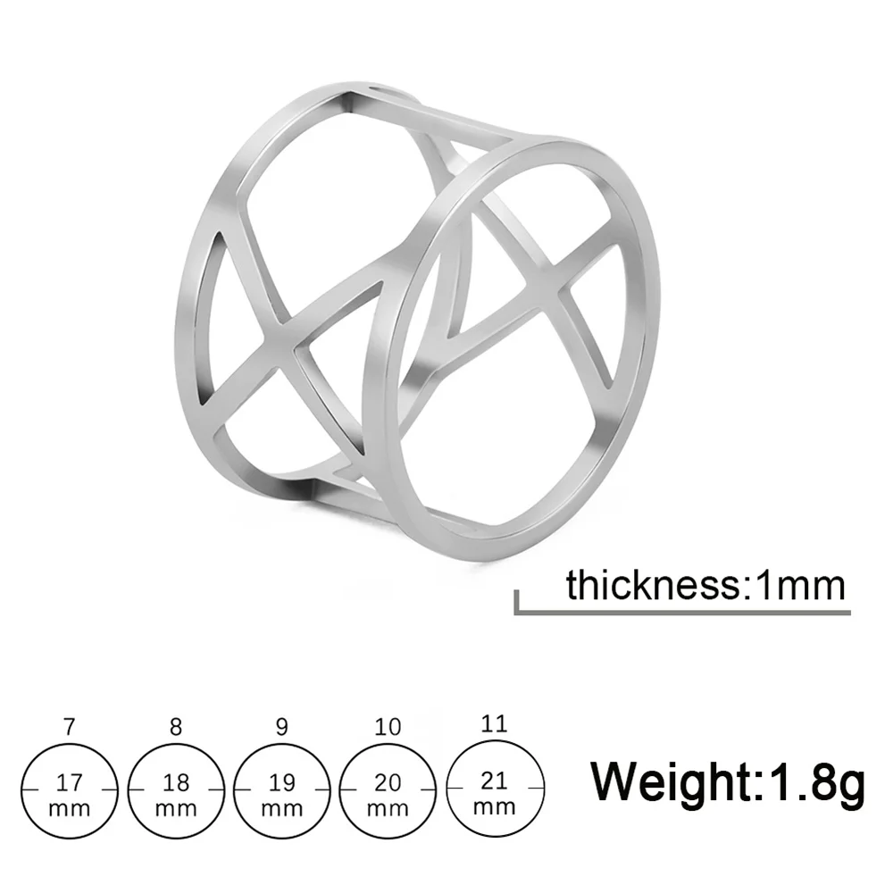 Frauen Kurve quadratische Kreuz ringe Edelstahl Gold Farbe minimalist ische geometrische Linien Ring Trend Hochzeits schmuck Valentinstag Geschenke – Detail 10
