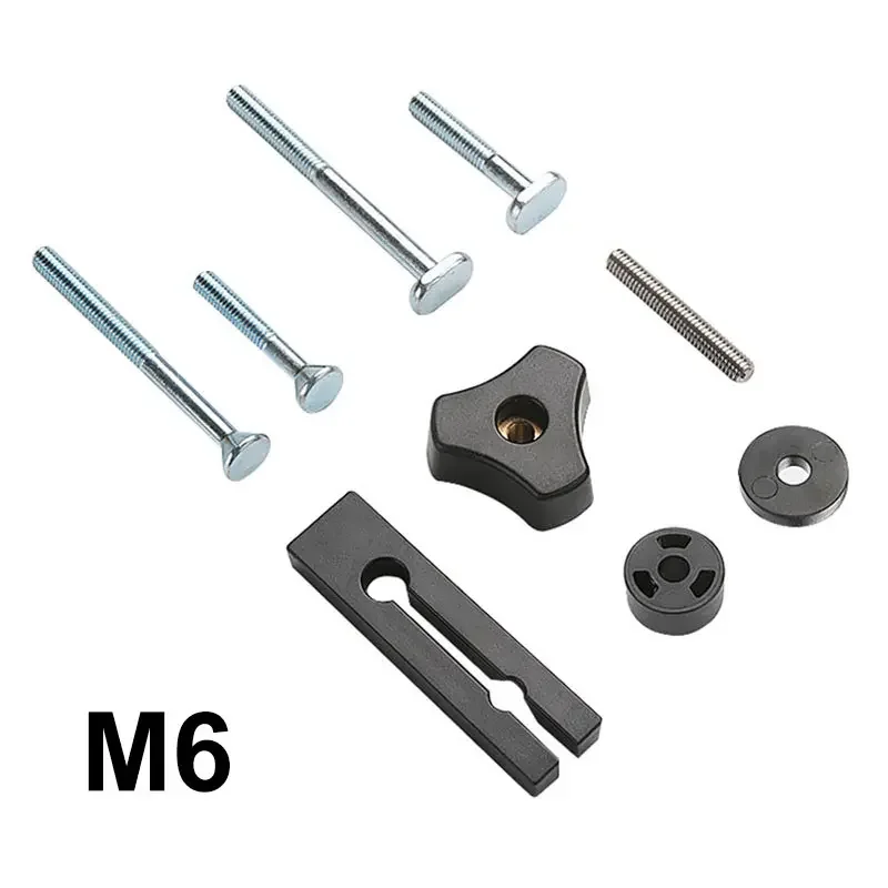 M6 T Screw Woodworking Tool Feather Boards T Screw Slider Stainless Steel T-Track Sliding Feather Board Retaining Ring Washers