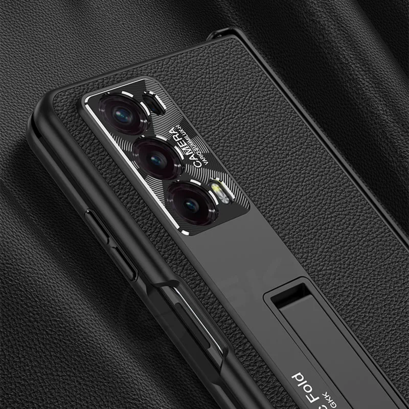 Magnetic Hinge Plain Leather Case for Honor Magic V2 Case Outer Anti-peek Glass