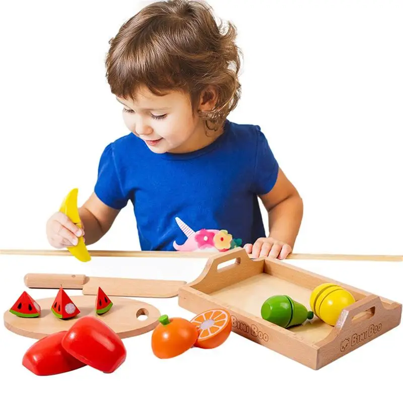 

Simulation Kitchen Pretend Toy Wooden Classic Game Montessori Educational Toy For Children Kids Gift Cutting Fruit Vegetable Set