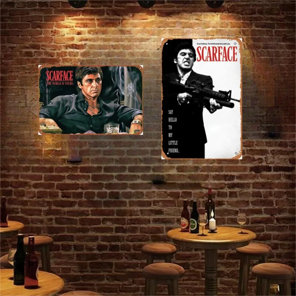 금속 주석 기호 포스터 세계는 당신의 것입니다 Scarface 영화 금속 플라크 포스터 바 클럽 벽 홈 침실 빈티지 벽 플레이트