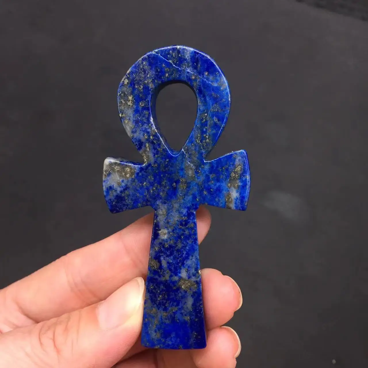 Natural Lapis Lazuli Quartz Crystal Carved Cross Pray ANKH Healing Decorate 1PC 3
