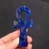 Natural Lapis Lazuli Quartz Crystal Carved Cross Pray ANKH Healing Decorate 1PC 3