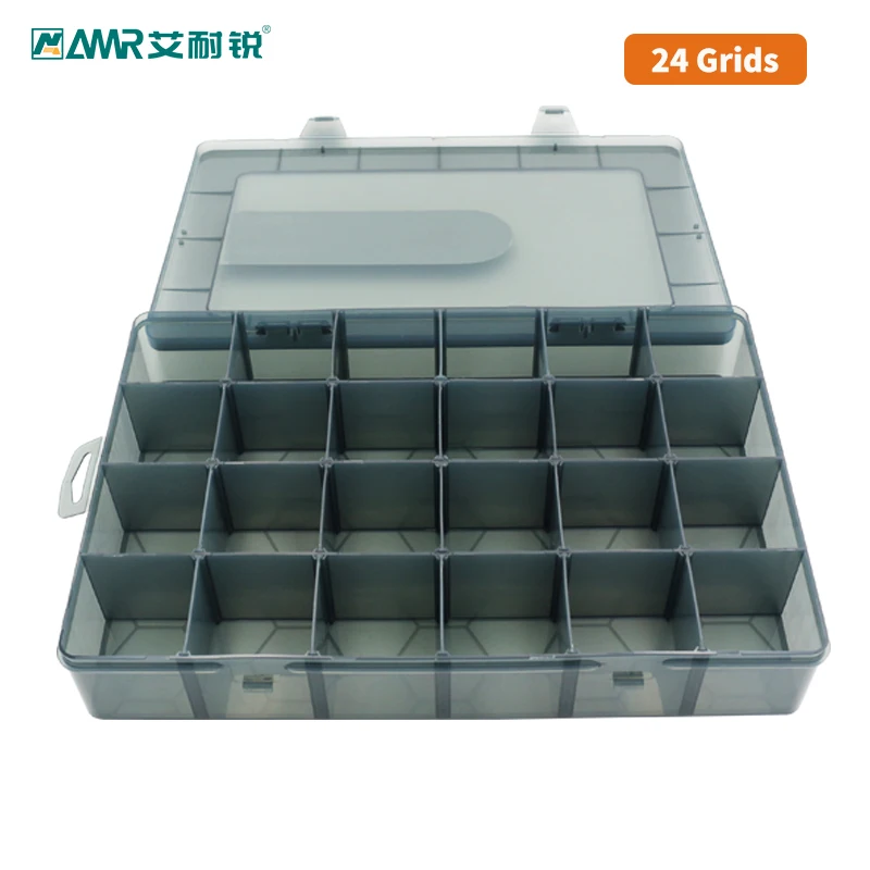 Hardware Box with Dividers 24 Compartments Small Parts Organizer with  Moveable Grids Plastic Screw Box Store Nuts, Bolts, Screws