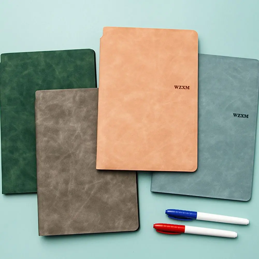 

A5 Whiteboard Notebook Leather Memo Free Whiteboard Pen Erasing Cloth Reusable Weekly Planner Portable Stylish Office Notebook