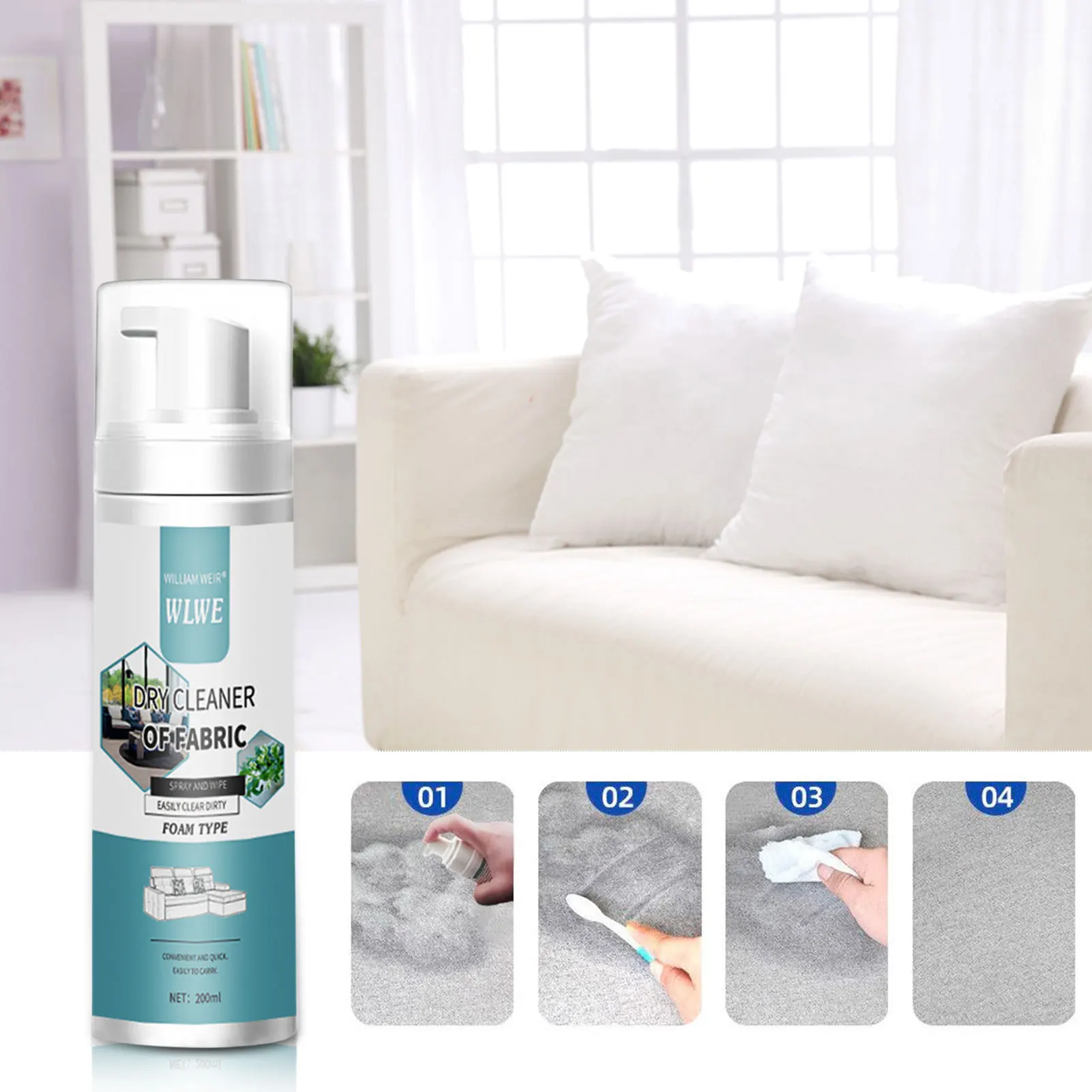 Couch Fabric Cleaner Upholstery Cleaner Car Seat Carpet MultiPurpose Foam Powerful Decontaminate Quick Dry Sofa Curtain