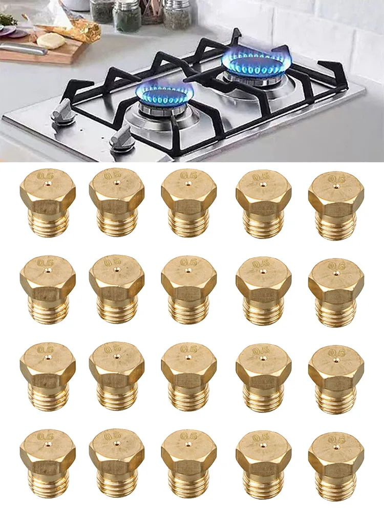Burner Nozzle 0.5mm Nozzles Propane Burner Orifice Kit for LPG Nozzle Replacement Parts Kitchen Accessoories 20pcs