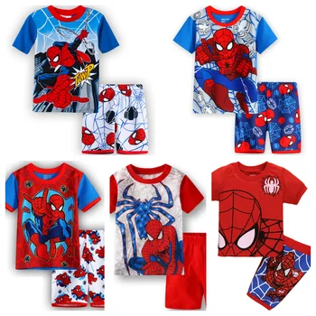 Summer Boys Nighty spider Cartoon Nightgown Costume Boys Cute Set Baby Toddler Short Sleeve Pajamas Sets Home Wear 1