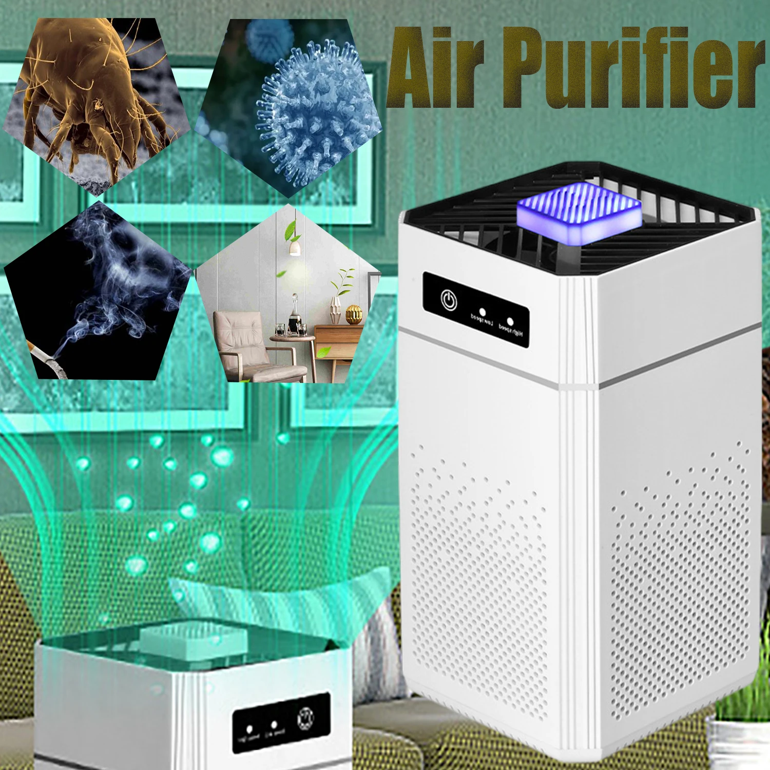 AirPurifierNegativeIonsGeneratorOdorEliminatorHarmfulSmokeGasRemoverCarReplaceable