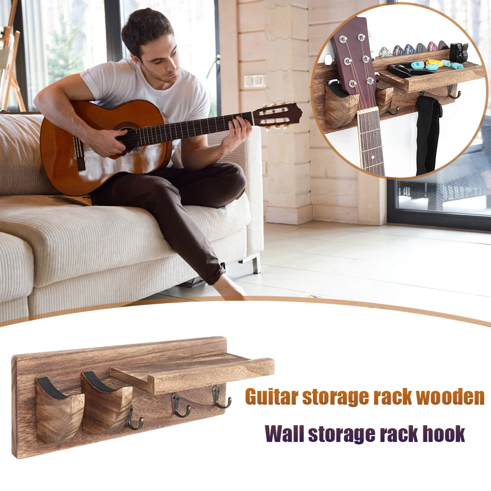 1 soporte de pared para guitarra elegante: muestre su instrumento de forma  segura con ganchos y púas incluidos