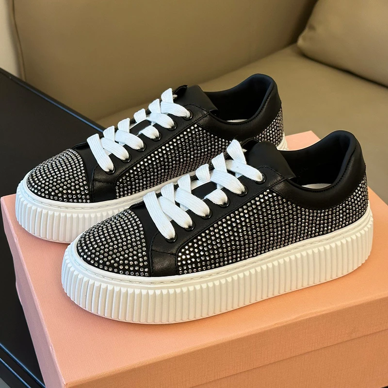 

Spring Autumn New Women's Casual Sports Shoes Water Diamond Design Fashion Simplicity Round Head Height Increasing Women's Shoes