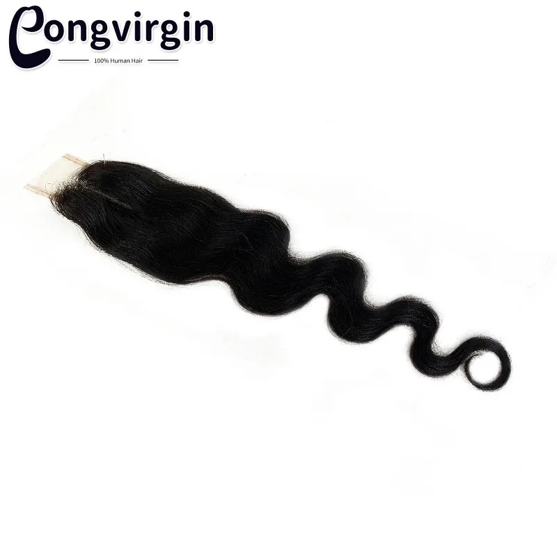 Human Hair Lace Closure 2x6 Transparent Lace Closure Middle Part Pre Plucked 100% Human Hair Body Wave Brazilian 16 Inch Hair For Black Women human hair lace closure
