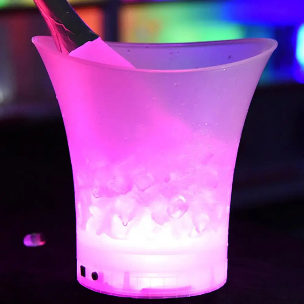 5L Ice Bucket 4 Color Waterproof Bar Nightclub Light Up Champagne Whiskey Beer Bucket Night Party Wine Champagne Beer Cooler
