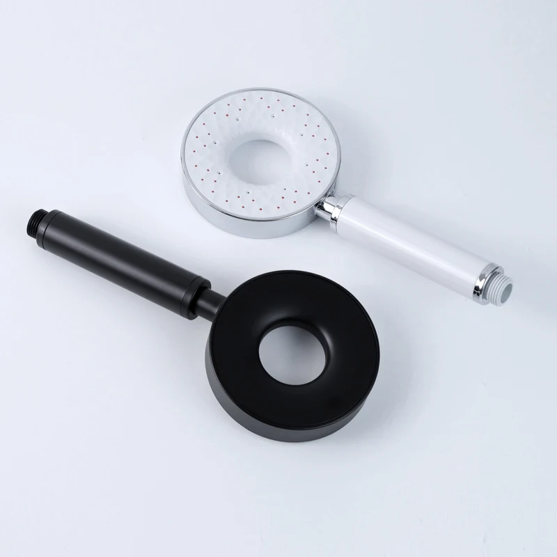 White Hand Shower Large Rainfall Hand Held High Pressure Shower Head Set ABS Holder with 1.5m Hose Accessories Black