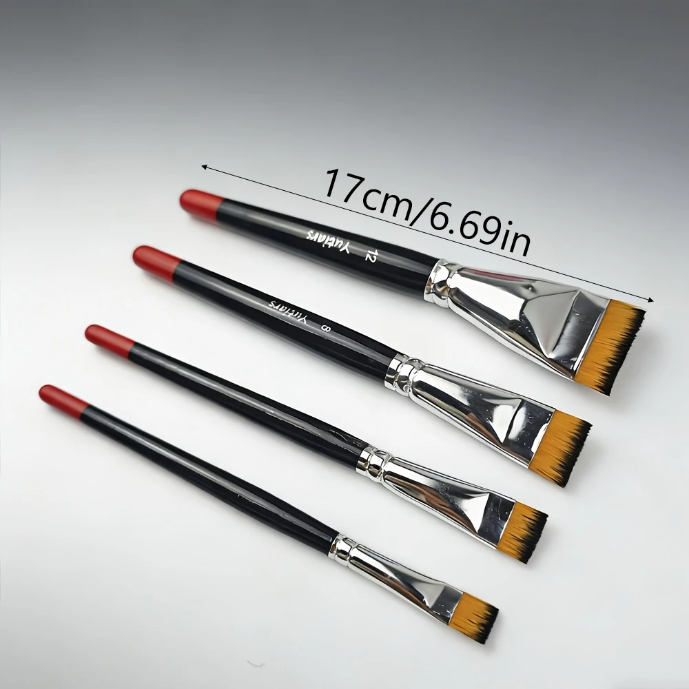 Yutiars 4개 세트 전문 래커 유화 도구-대형 브러쉬 짧은 털 나일론 브러쉬 아트 소형 플랫 펜 재료