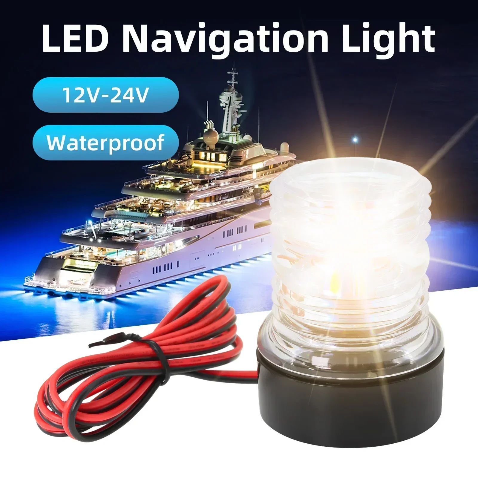 Marine LED Navigation Light – 12V/24V 360° Fold-Down Sailing Light - Image 2