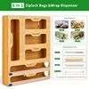 Kitchen Storage Shelf Plastic Wrap Dispenser With Cutter Bamboo Ziplock Bag Organizer And Foil And Plastic Wrap Organizer 4