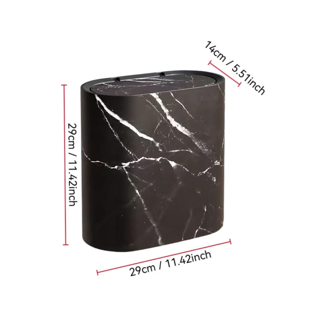 대리석 무늬의 뚜껑 있는 쓰레기통, 욕실용 작은 덮개형 쓰레기통, 좁은 쓰레기통, 현대식 가정용으로 적합