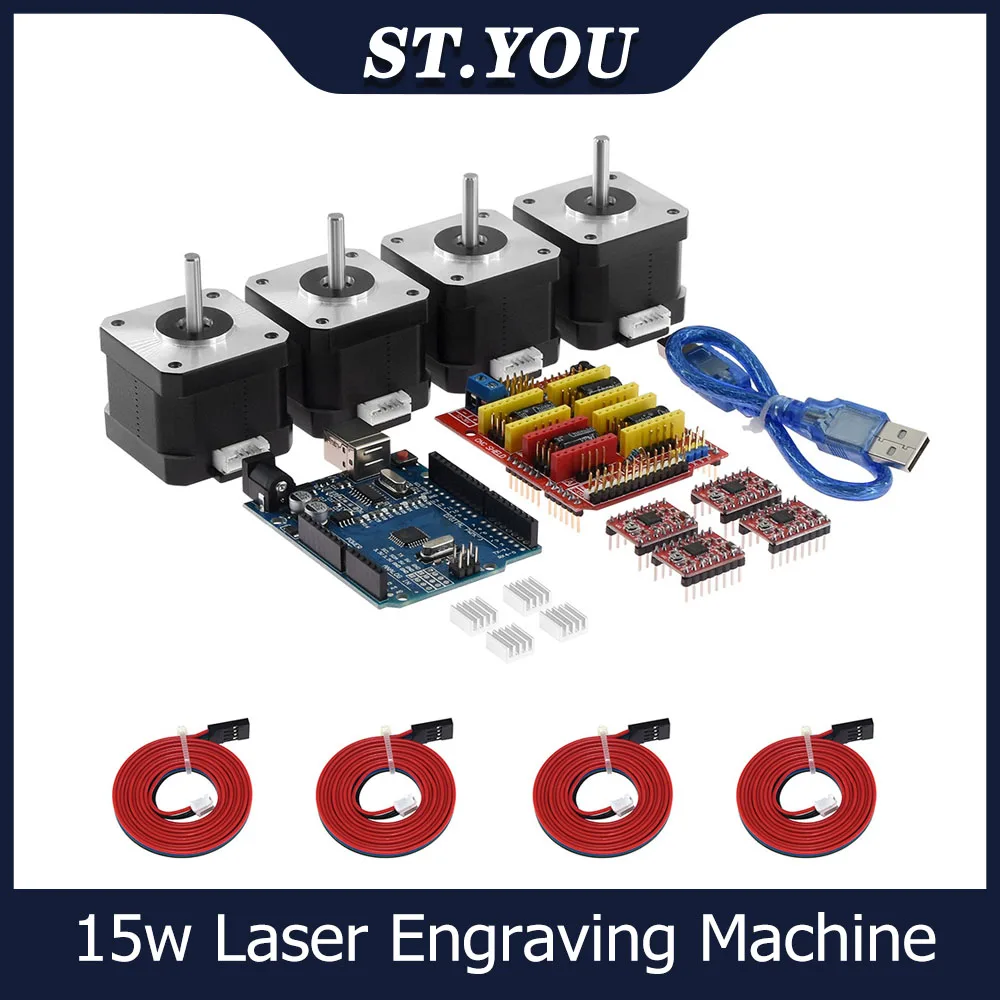 

3D Printer Accessories CNC V3+UNO R3 Improved Version+A4988 Driver+Nema17 17Hs4401S Stepper Motor CNC Kit