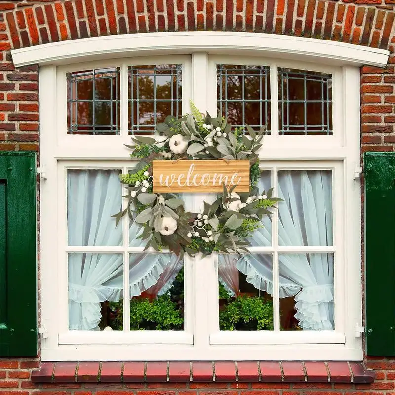 

Front Door Wreath Accessories Farmhouse Window Wreaths With Welcome Signs Home Decorative Patio Porch For Wedding And Festivals