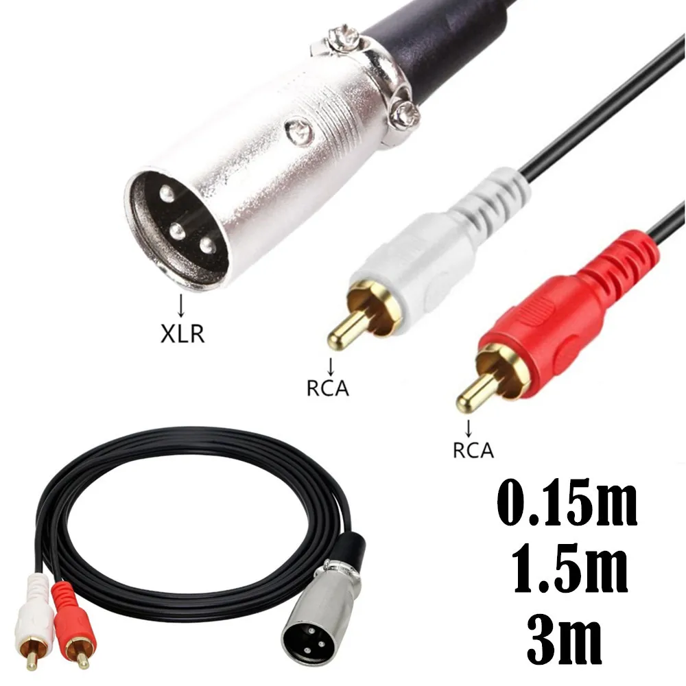 RCA ̺  ̺ 2RCA-XLR Canon Male 0.3/1.5/3m, ũ Ŀ  ܼ  XLR ̺ Ŀ