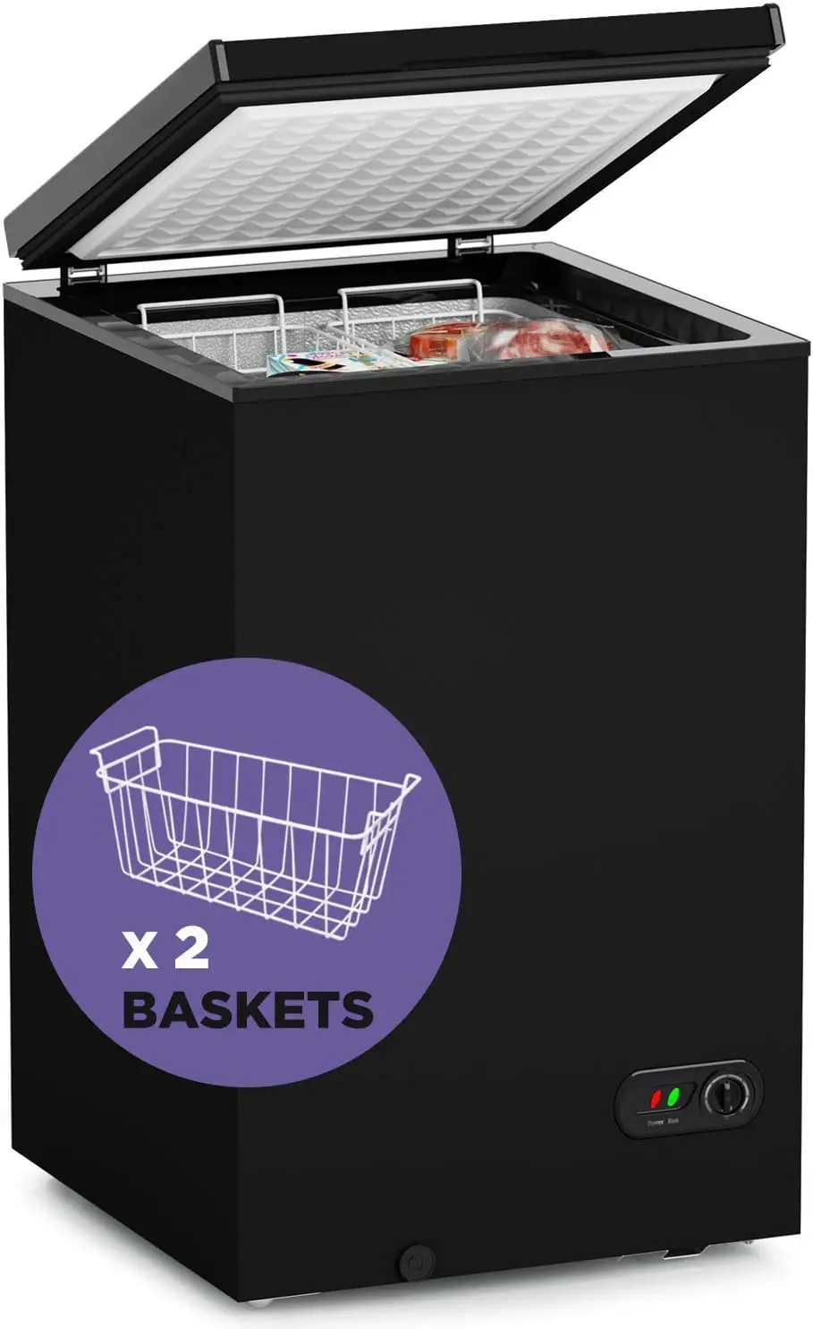 Chest Freezer Free-Standing Top Door Freezers 6.8℉ To -4℉ (Black 3.5 Cubic Feet) Best Storage Space Easy Temperature Regulation