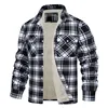 Men's Fleece Plaid Jacket Casual Loose Cotton Jacket Thicken Lining Flannel Warm Outwear Autumn Winter Work Coat Outerwear S-5XL 6