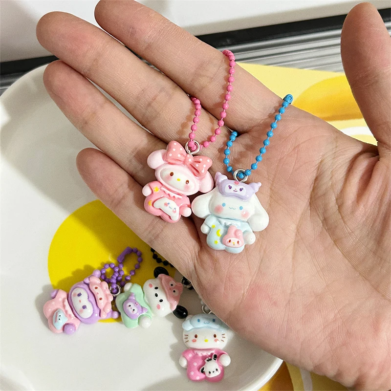 

Anime Sanrio Kuromi My Melody Hello Kitty Cinnamoroll Pachacco Pajamas Keychain Schoolbag Pendant Car Key Accessories Gift