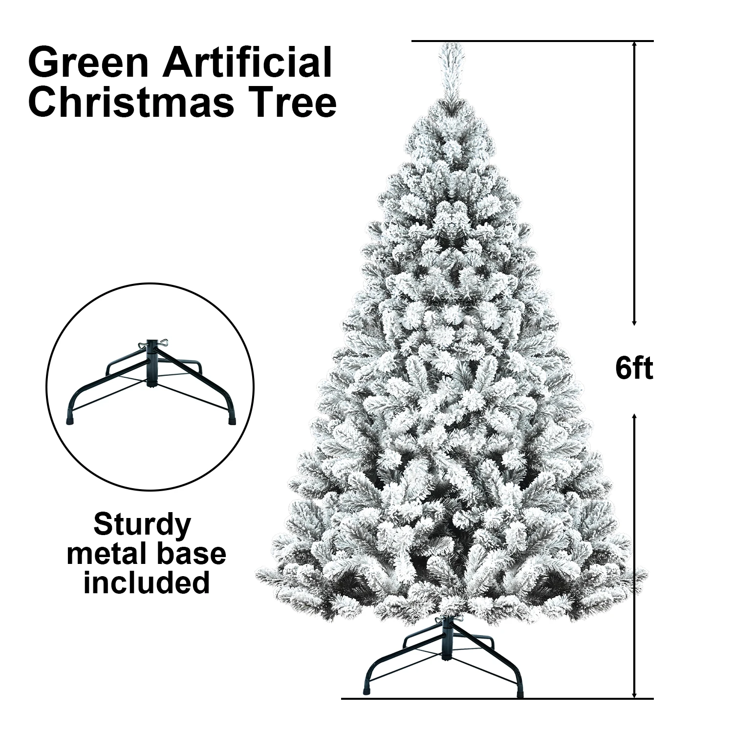 4/5/6/7/7.5/8FT Flocked Christmas Tree Artificial Holiday Xmas Tree with Metal Stand for Home Party Office Decorations NO Light