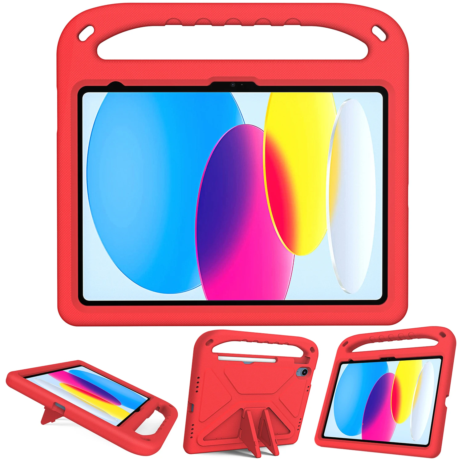 Children's Shockproof iPad Case with Handle, Built-in Stand, and Pen Slot