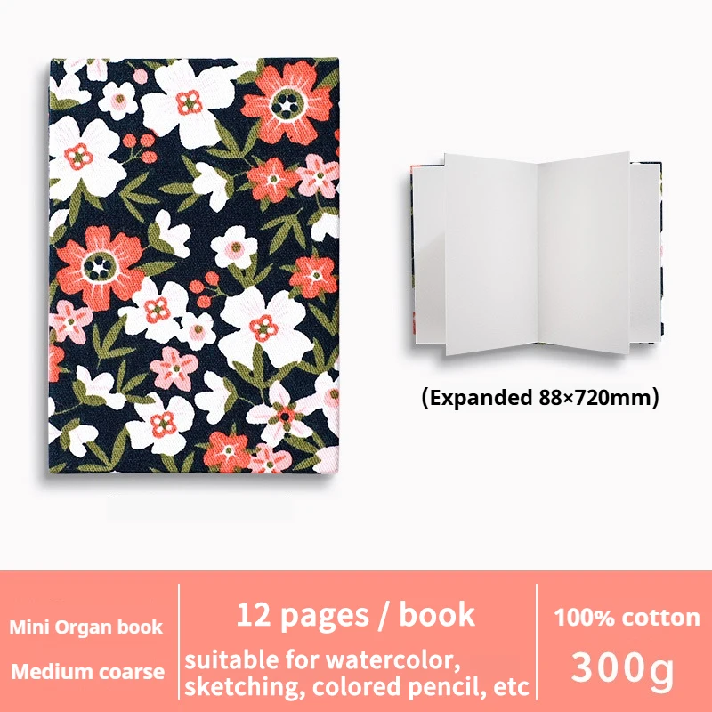 Premium 100% Cotton Watercolor Paper Sketchbook - 24 Sheets, 300gsm