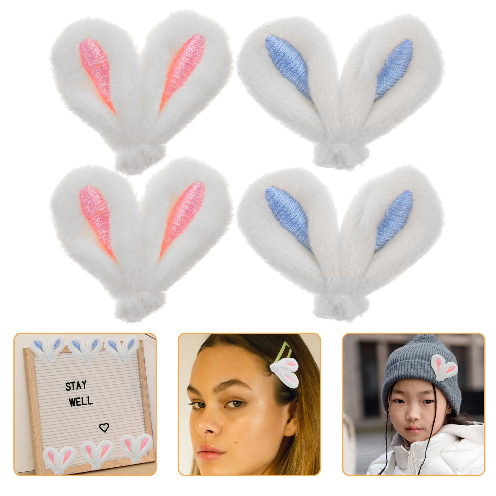 

20 Pcs Hairpin DIY Rabbit Ears Baby Girl Ribbons Easter Bunny Oranment Plush Cute Decor