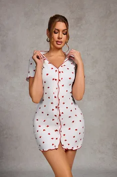 ثوب نوم مثير للنساء ملابس نوم مثيرة للنساء ملابس منزلية بيجامات صيفية ملابس نوم Koszula Nocna بيجامة 4