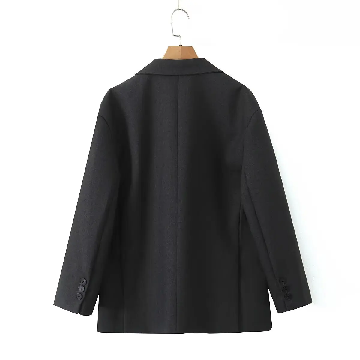 Chill Dark Gray Oversized Blazer Boyfriend Vintage Women Notched Collar Loose Suit Fashion Coat